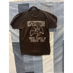 Led Zeppelin 1977 US Tour Icarus Graphic T-Shirt Black Mens Medium Rock Band Tee